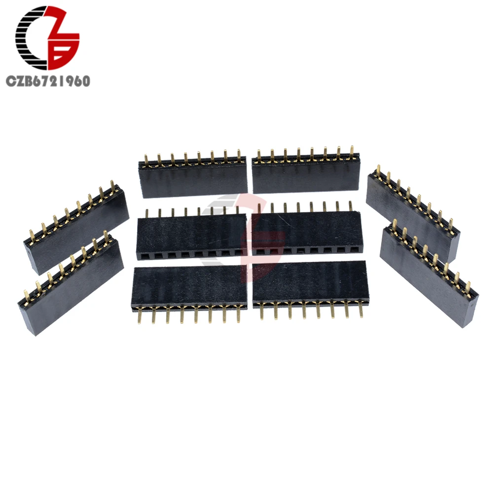 

10Pcs 2.54mm Single Row 8 Pin PCB Socket Female Header Connector