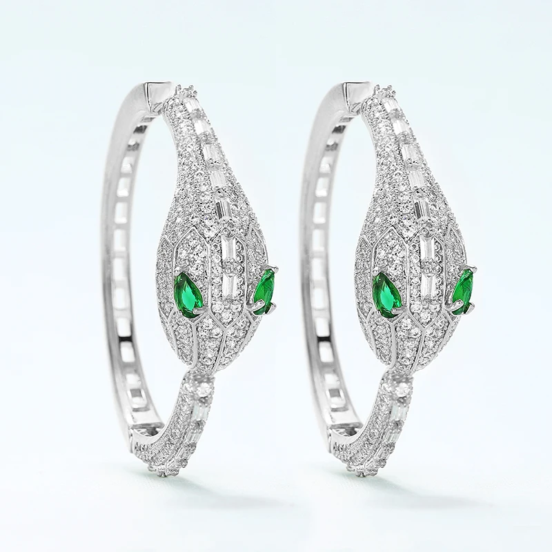 

Snake Design Hoop Earrings Luxury Zircon and Plating Jewelry Shining Round Earrings XIUMEIYIZU New Jewelry Brazil Wholesale