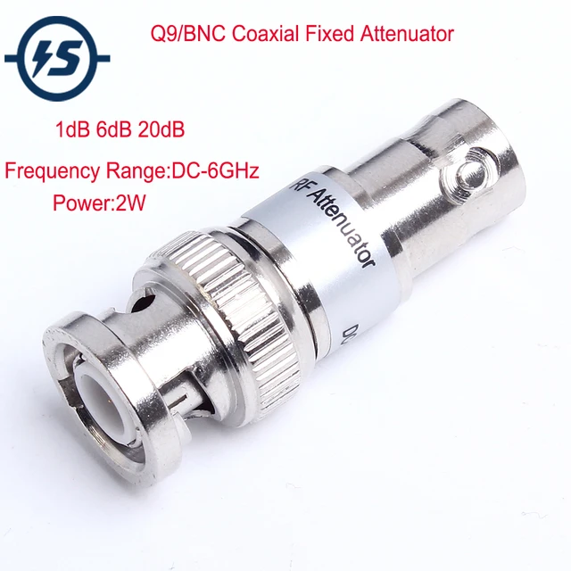 固定同軸減衰器,2w 50オームq9/bncコネクタ,DC-6 ghz 1db 6db 20db