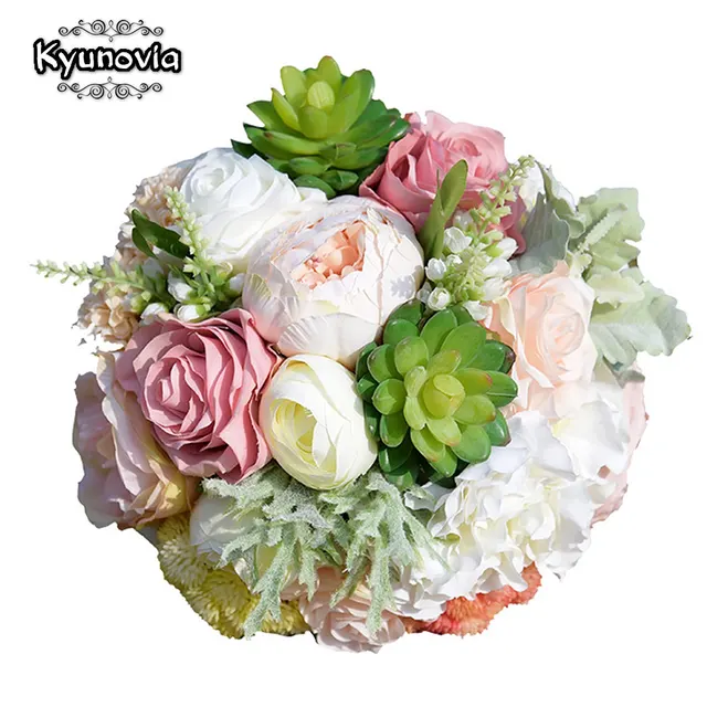 kyunovia succulent plants bouquet chic wedding flowers silk flowers