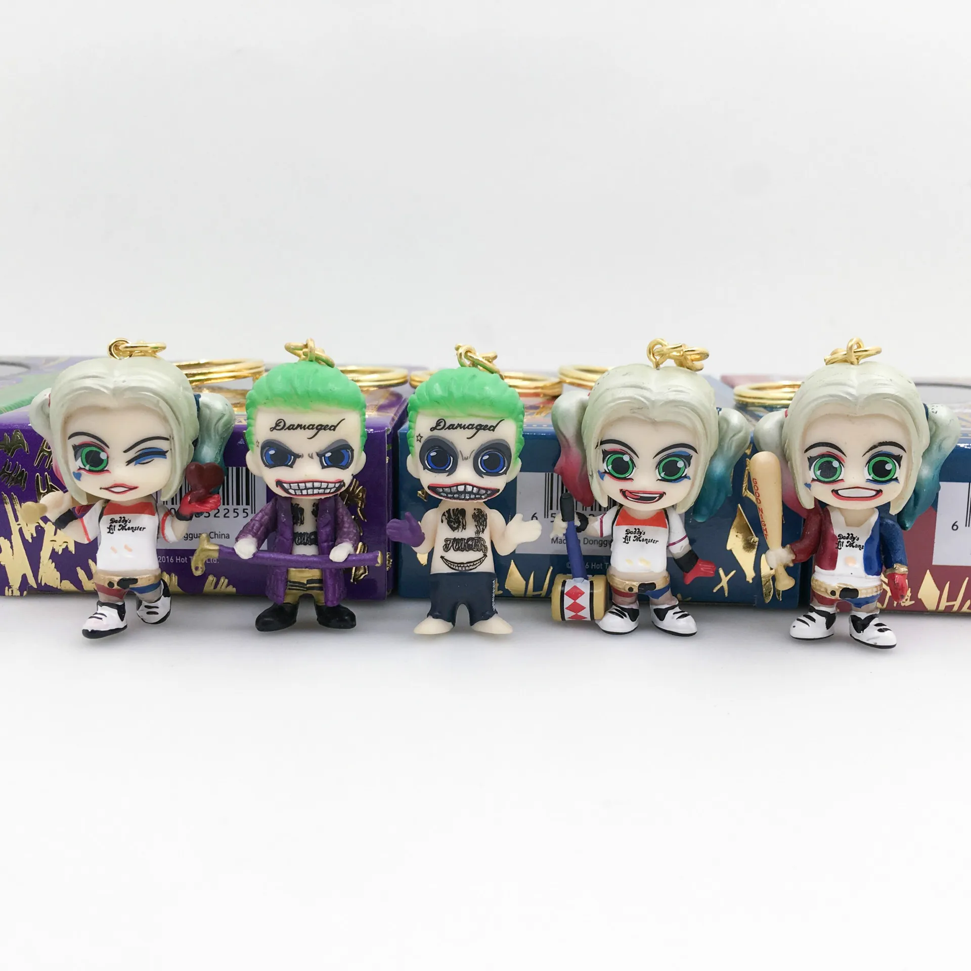 

Suicide Squad 5pcs/set Joker 1/16 Scale Painted Mini Harley Quinn Key Chains Doll PVC Action Figure Collectible Model Toy