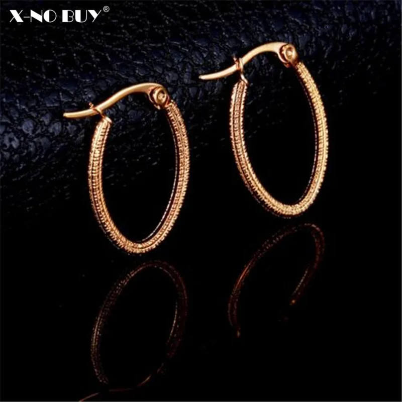 

New Gold Silver Color Titanium Stainless Steel Circle Hoop Earrings For Women Wave Point Pattern Round Hoop Earring For Females
