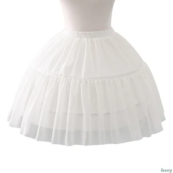 

Women Girls Multi Layer Cosplay Lolita Underskirt Elastic Waistband Single Steel Loop Bridal Wedding Dress Petticoat White