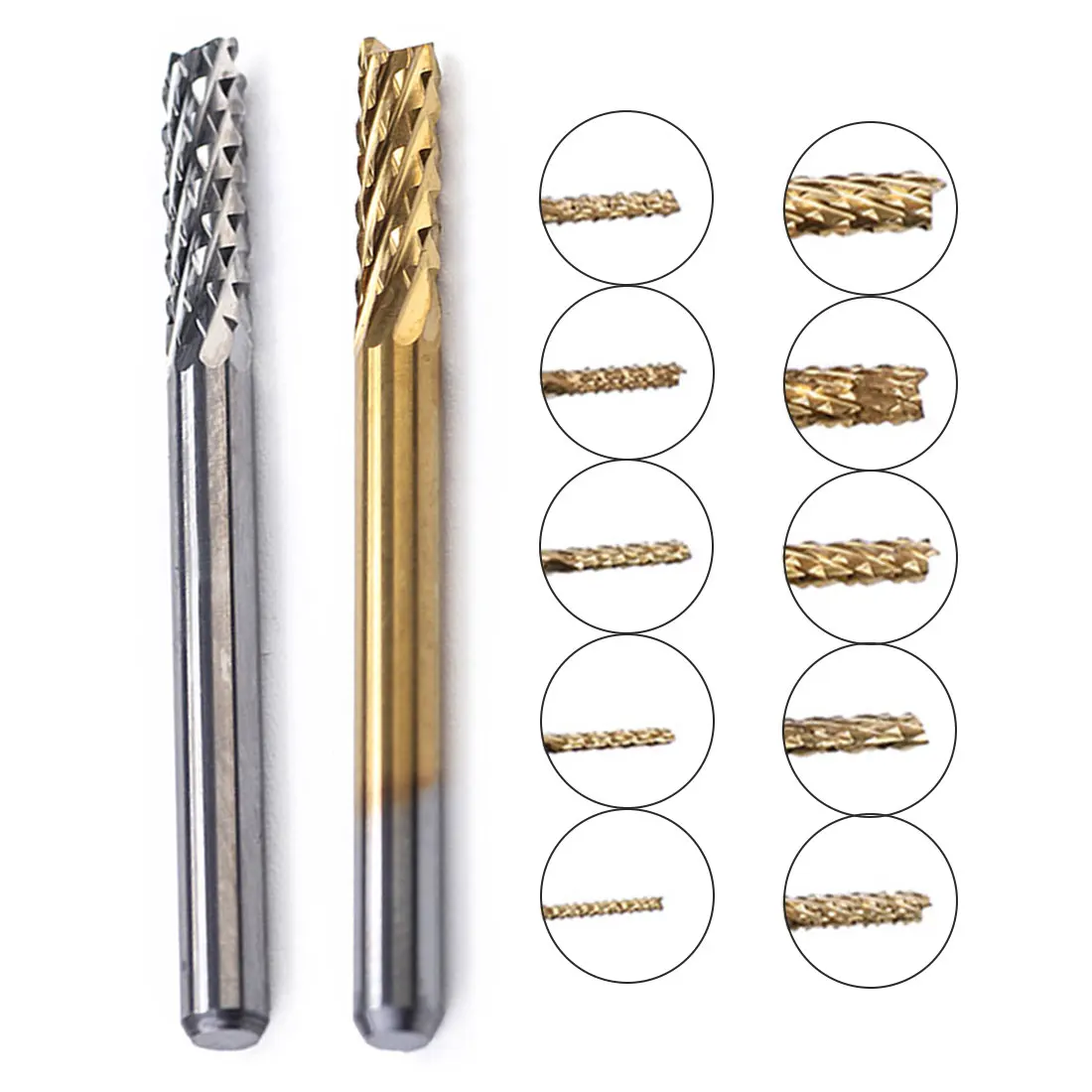 

Titanium Coated 10pcs MiniCarbide End Milling Cutter Engraving Edge Cutter CNC Router Bits End Mill for PCB Machine 0.8-3.175mm