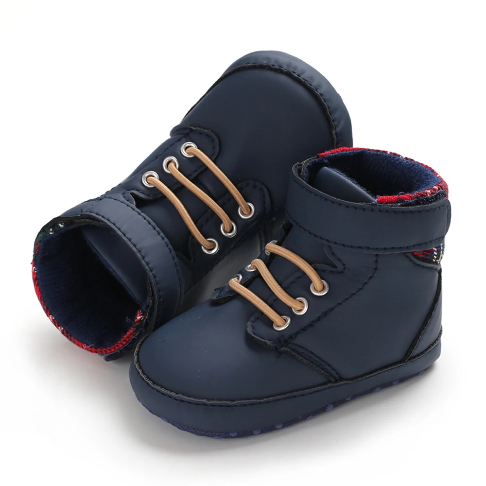 First Walkers Baby Soft Sole Anti-skid PU Leather Shoes Infant Boy Girl Toddler Moccasin High-top Soft Baby Shoes 0-18m