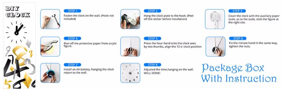 New large modern design quartz wall clock fashion watch 3d real big clock DIY mirror stickers horologe  living room decoration  (4)