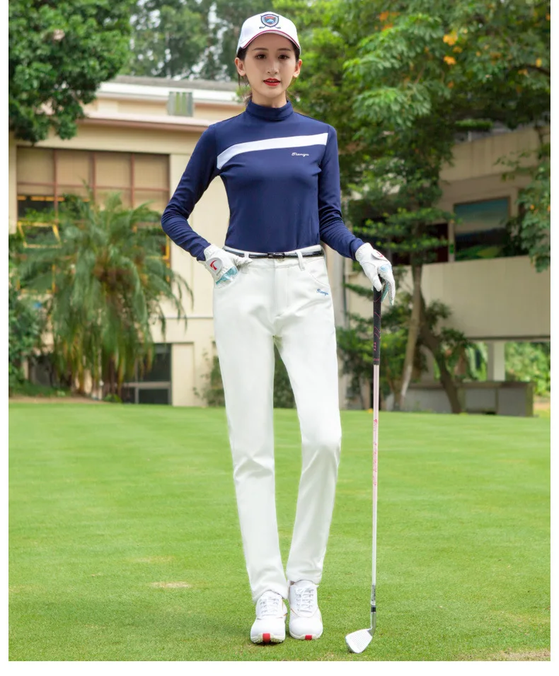 Осень зима флис теплый Для женщин брюки для гольфа высокой эластичностью Тонкий брюки для гольфа спортивная одежда женские мягкие и
