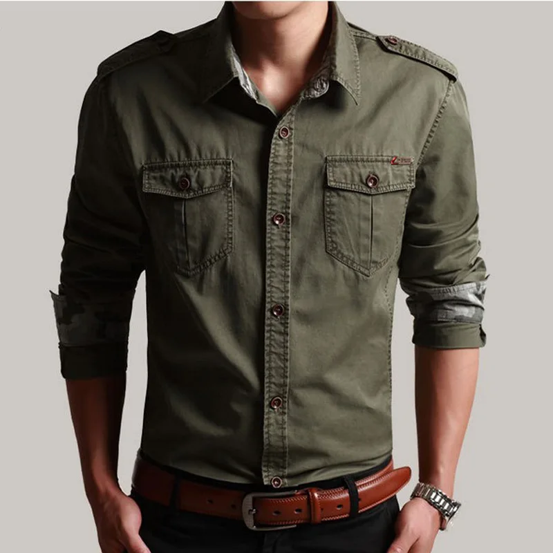 New 100% Cotton Military Shirt With Epaulette Men Long Sleeve Breathable Casual Shirts Man Solid Shirt Slim Fit Male Shirts New 100% Cotton Military Shirt With Epaulette Men Long Sleeve Breathable Casual Shirts Man Solid Shirt Slim Fit Male Shirts