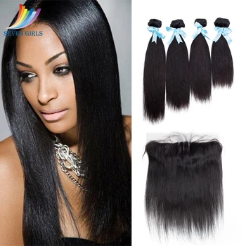 

Peruvian Straight Hair 4 Bundles With 13x4 Preplucked Frontal Grade 10A Unprocessed Virgin Human Hair Bundle Deals Free Shipping