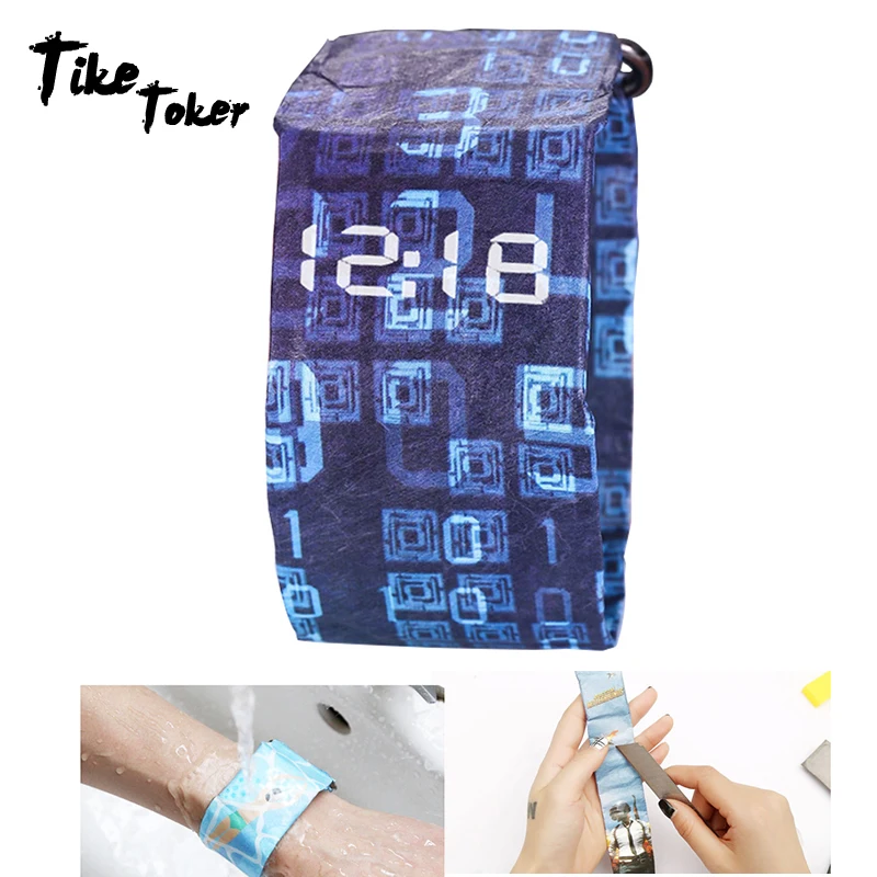 

TIke Toker,Women Men Creative Paper Watch LED Waterproof Clock Tyvek Paper Strap Digital Watches Germany Sport watch 2018 New