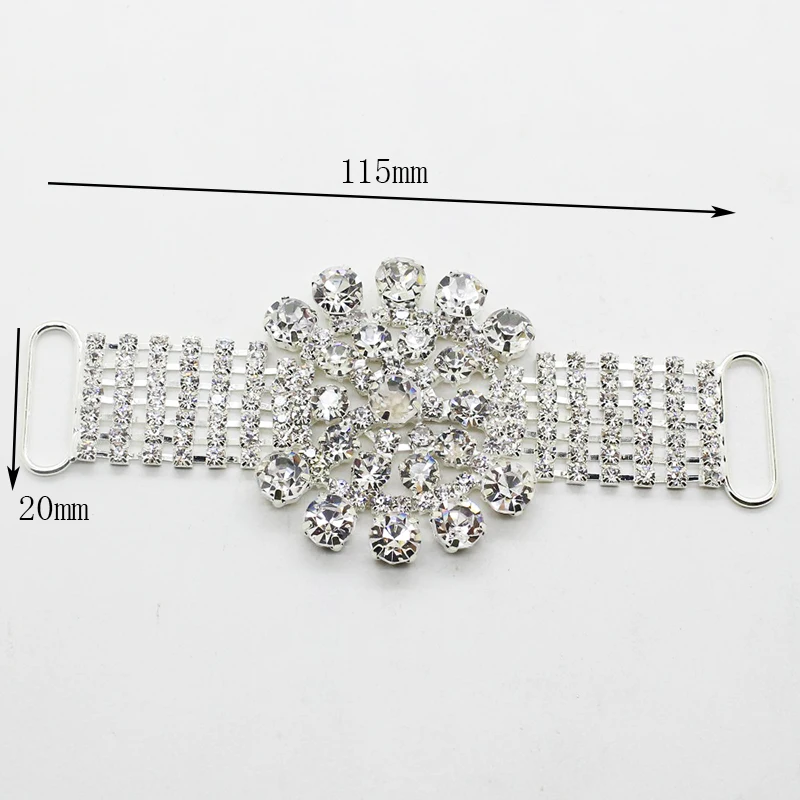 

ZMASEY 1Pc High Quality 20*115mm Bikini Connectors Diamond Crystal DIY Buckle Silver Swimming Accessories Wear Bikini Decoration