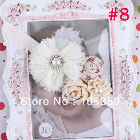 Девочка повязка на голову новорожденных ободки потертый шик цветок Hairband для