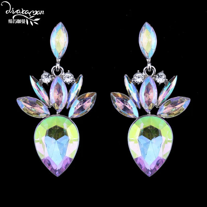 

Dvacaman Brand 2017 Christmas Gift For Women Shine AB Color Drop Earrings Party Wedding Statement Jewery Accessory Wholesale I65