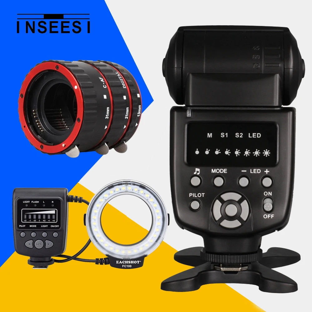 Meike fc 100 LED Macro Ring Light FC 100 & Inseesi in560iv Flash Light