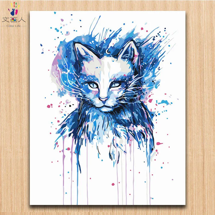 

Watercolor animals colorful cat pictures colorings drawing paintings by numbers with paint colours for children practise paint