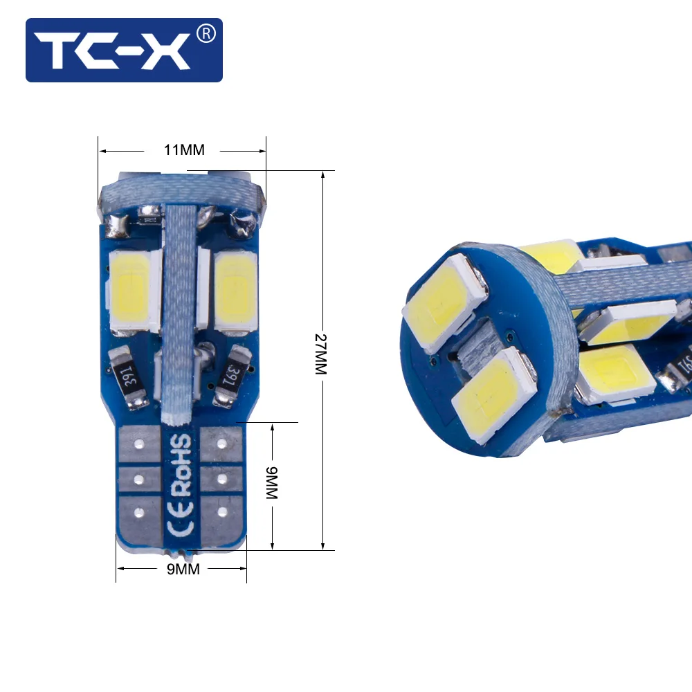 TC-X 2 шт/1пара t10 w5w светодиодные лампы в габариты в подсветку салона Т10 w5w led 12В свет чистый белый