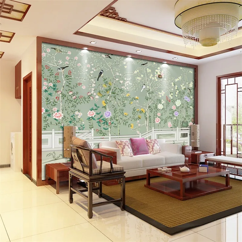 Free-shipping-Seamless-mural-of-modern-Chinese-flower-and-bird-YuLan-hand-painted-wallpaper-TV-background (3)
