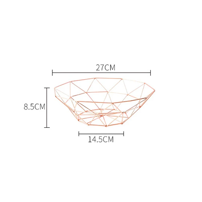 Скандинавском стиле розовое золото геометрическая форма железо искусство домашнее хранилище корзина Органайзер украшение кухонный инструмент для фруктов закуски еда