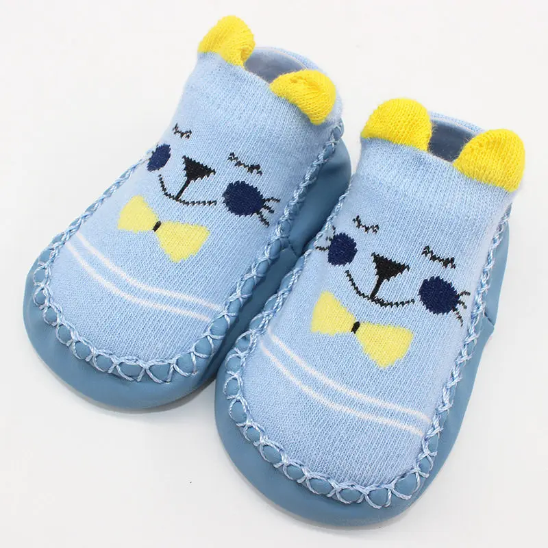 BibiCola/осень-зима, новые теплые носки для малышей, модные хлопковые нескользящие носки с героями мультфильмов для новорожденных, милые домашние носки для маленьких мальчиков и девочек - Цвет: Небесно-голубой