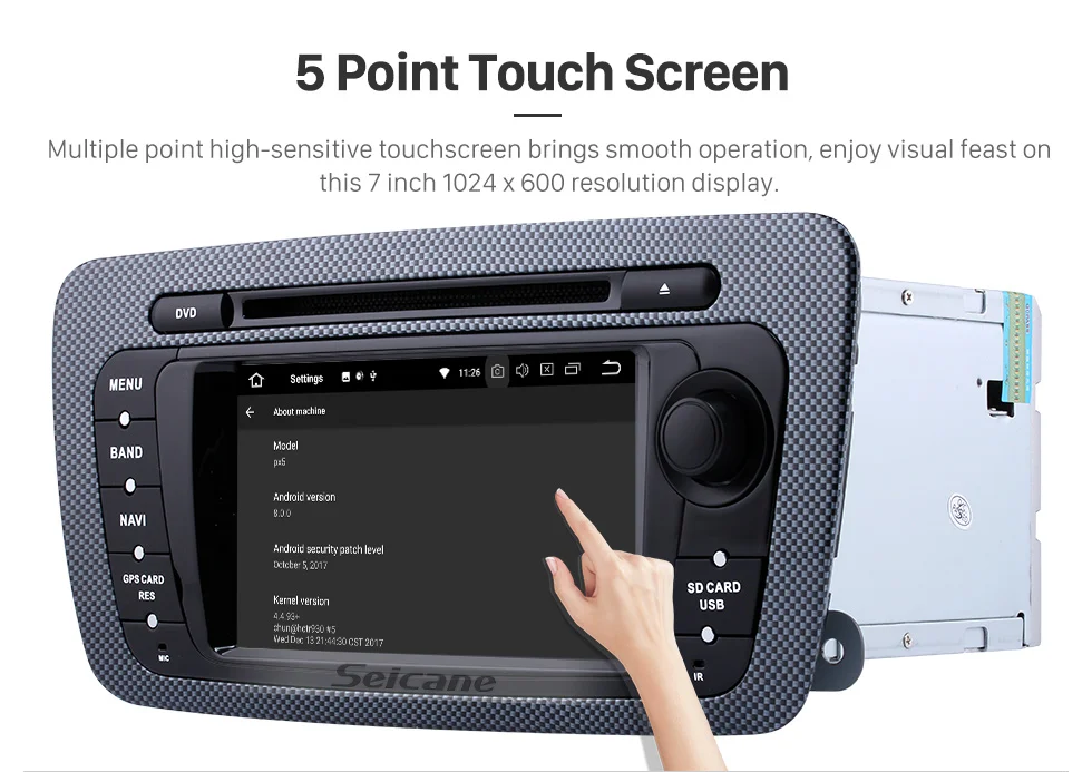 Seicane 2 Din Radio Android 8.0 DVD Player Bluetooth GPS Navigation system for 2009 2010 2011 2012 2013 SEAT IBIZA USB SD IPOD Mirror Link WIFI Stereo Support Steering Wheel Control Rearview Camera DVR