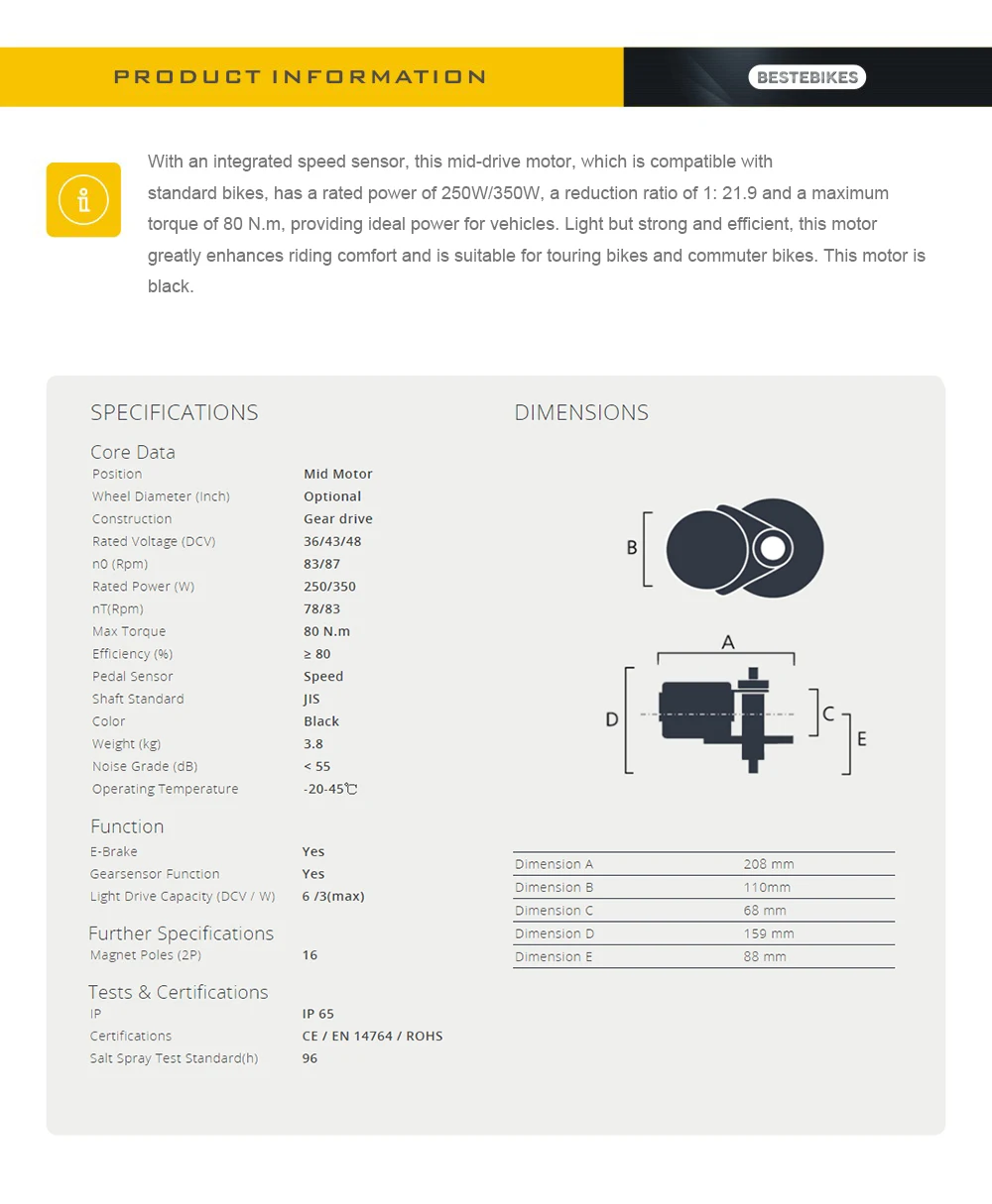 Clearance No tax free ship bafang mid motor BBS01B BBS01 36V 350W mid drive electric motor kit 10