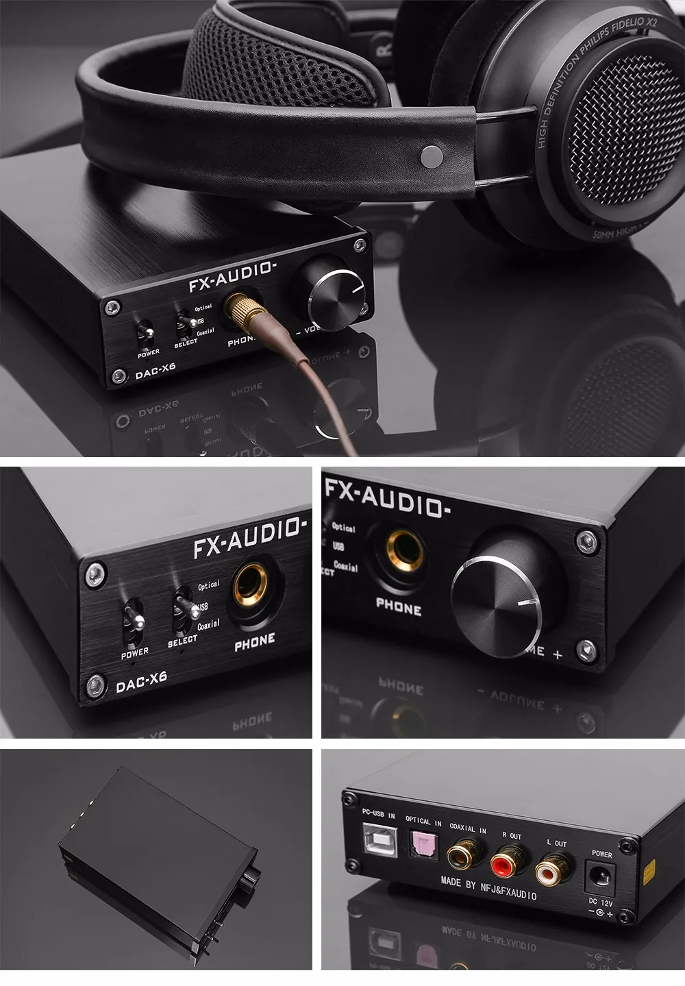 FX аудио DAC-X6 HiFi оптический/коаксиальный/USB цифровой аудио усилитель DAC декодер