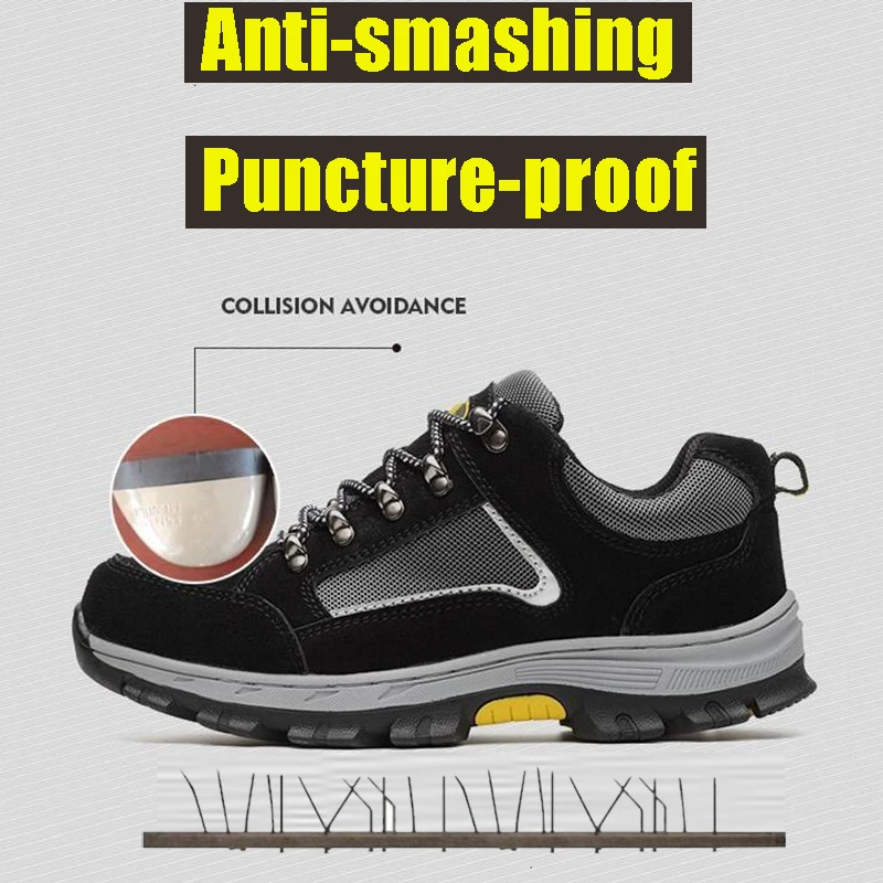 

large size mens breathable mesh steel toe caps work safety summer shoes anti-pierce warehouse factory worker security boots male