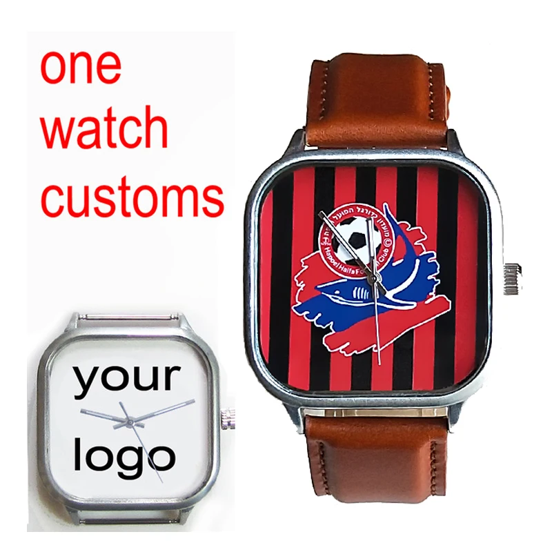 

dropship one piece watch custom genuine leather strap man customs own logo printing square mens lady gift watch customs women