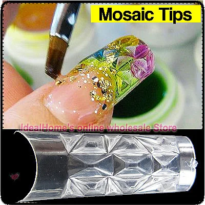 

HOT 60 x Clear MOSAIC Nail Art Acrylic UV Gel French Tips