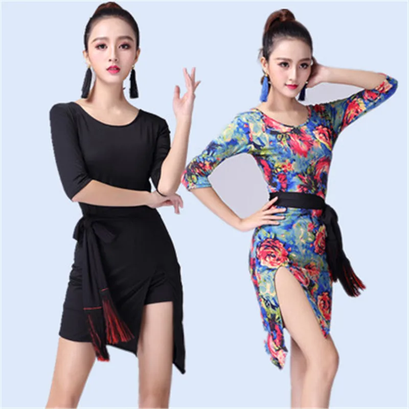 

Black Red leopard latin dance dress women tango dress salsa rumba modern dance costumes latin dress dancing clothes Dance wear