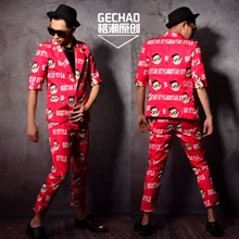 M-6XL! Монограмма характер коллажи рукав костюм для связи star ночной клуб бар певица DJDS платье производительности