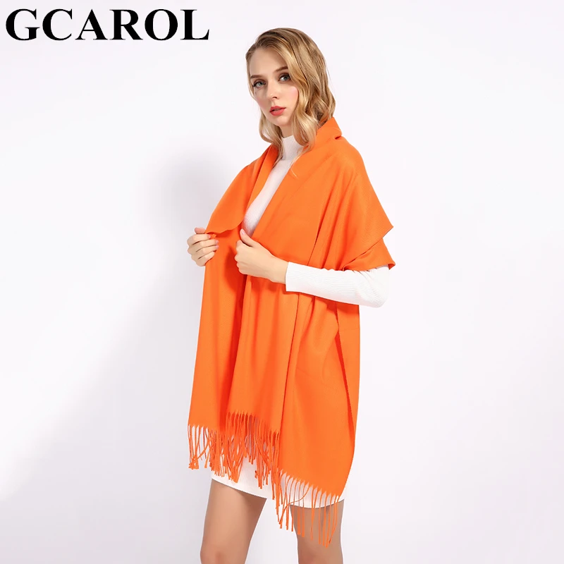 Женский Длинный шарф GCAROL длинный кашемировый с кисточками теплая шаль