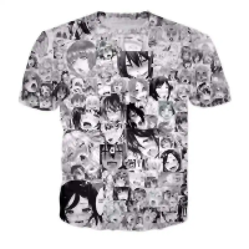 Ahegao Футболка с принтом для мужчин и женщин Harajuku Face красные женские футболки