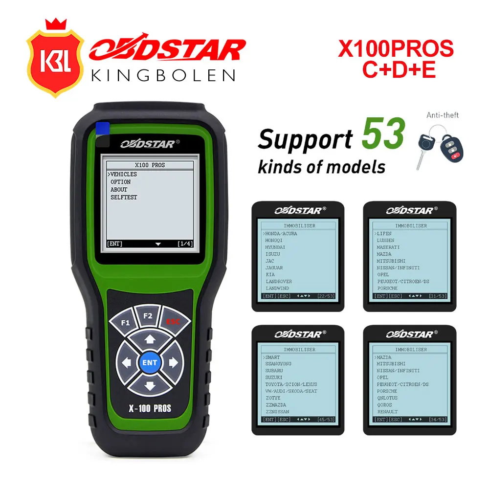 

OBDSTAR X100 PROS C+D+E Auto Key Programmer FOR EEprom Adapter+IMMO pin codereader +Odometer Adjustment Replace X-100 Pro