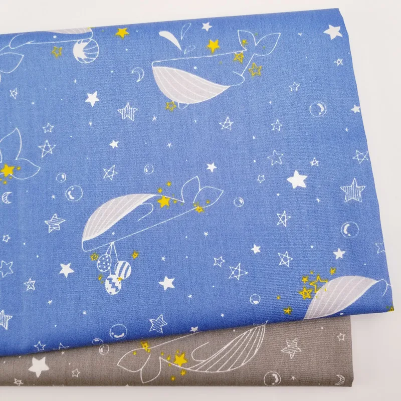 

Solid color Whale print Cotton Twill Fabric Solid color for Patchwork Quilting Baby Bedding Sewing Cloth Material