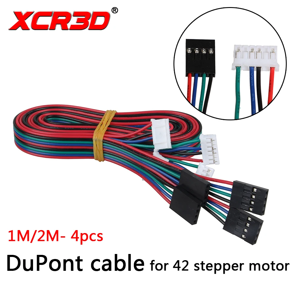 4pcs/lot 1M/2M DuPont Line 2.54 4pin-XH2.0 6pin Two-phase Four-lead Motor Connector Cables for 42 Stepper Motor 3D Printer Parts new 42 step motor 17hs3401s two phase four wire 34 height 3d printer driving motor writer motor