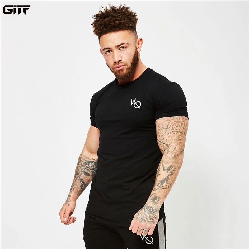 

GITF Mens Summer Run Jogging Sports Cotton T-shirt Man Gym Fitness Bodybuilding t shirt Male Workout Training Tee Tops Clothing