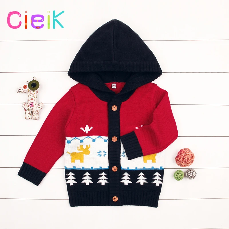 CieiK/вязаные свитера для мальчиков; кардиганы для маленьких детей; пальто с героями мультфильмов; куртка для новорожденных; коллекция года; Весенняя верхняя одежда для маленьких девочек с капюшоном и пуговицами