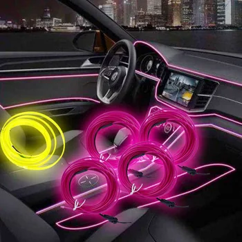 

1m/3m/5m Car Styling Neon Light Flexible EL Cold Line Wire DIY LED Strip Car Decorative Interior with Cigarette Lighter