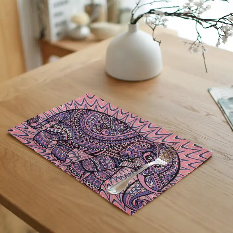 Ethnic Vintage Style Tablecloth Elephant Geometric Flower Mandala