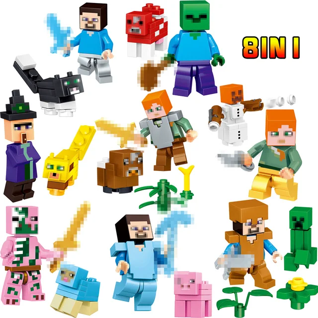 Cheap Minecrafted Building Bricks Blocks Compatible LegoINGLYS  Role Zombie Mini Action Figures Set Bricks Fun Toys For Children gifts