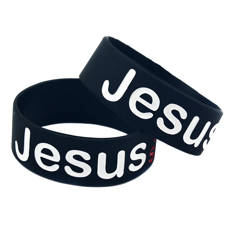 

OneBandaHouse 1PC 1 Inch Wide Jesus Is My Savior Silicone Wristband New Religious Faith Jewelry