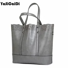 YASICAIDI Hohe Qualität Pu-leder Frauen umhängetasche Große Vintage Aushöhlen Damen Luxus Rahmen Öl Leder Messenger Bag Sac