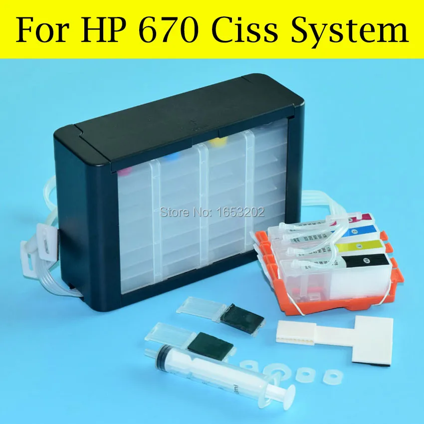 Contínuo de Tinta Ciss para hp Chip de Arco o Melhor Sistema de Abastecimento 670xl com para hp Hp670 670