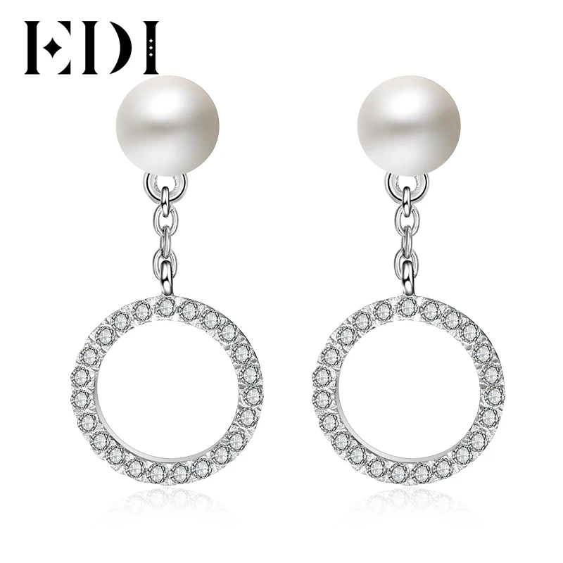 

EDI Women Fashion 925 Sterling Silver Drop Earring Luxury Natural 5mm Freshwater Pearls Earrings For Women Fine Jewelry