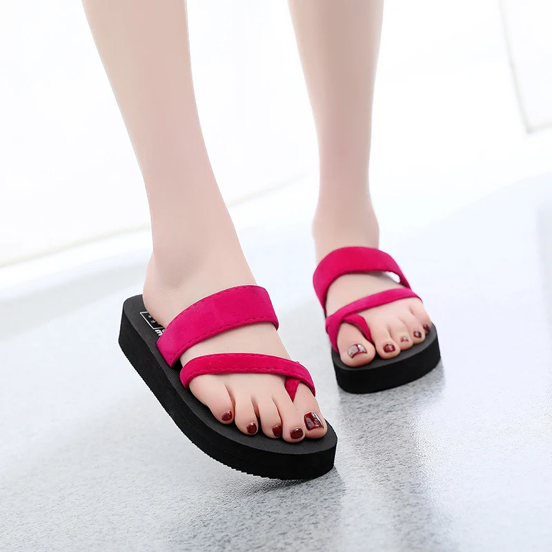 

Size 35-42 New 2019 Summer Beach Flip Flops Sandals Women's Slippers Female Flat Sandals Indoors&outdoors platform footwear