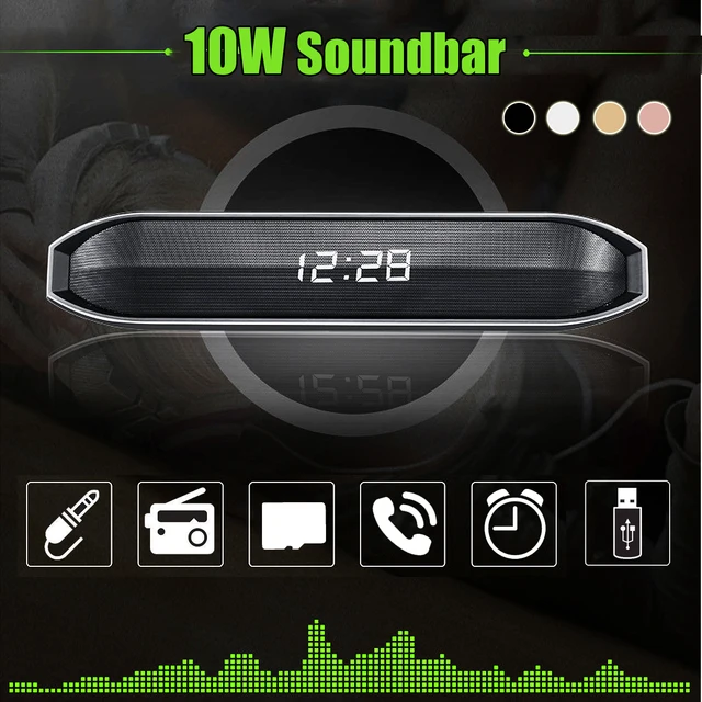 KINCO CY-03 Wireless Bluetooth Speaker Sound Bar 3D Stereo Bass Subwoofer Double Speakers LED Clock Display 10W FM AUX TF