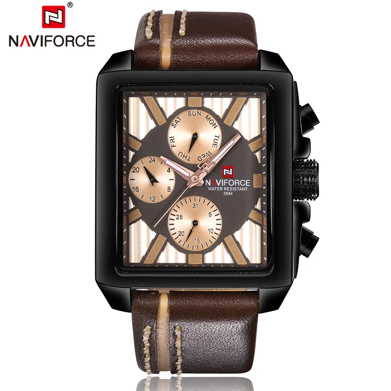 NAVIFORCE мужские часы Лидирующий бренд роскошные прямоугольные повседневные