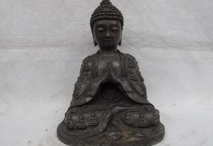 

Collectible bronze S2381 9 Tibet Buddhism Temple Copper Bronze made Tathagata Sakyamuni Buddha Statue (B0328)