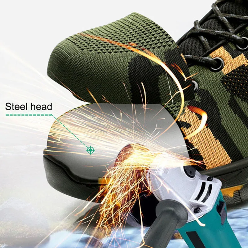 НОВАЯ безопасная обувь Для мужчин камуфляж легкие износостойкие защитные ботинки удар-доказательство Анти-давления маслостойкой Для мужчин рабочие ботинки